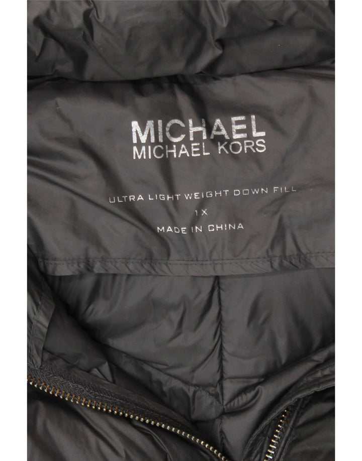 Женское стеганое пальто с капюшоном MICHAEL KORS UK 18 XL, серый нейлон