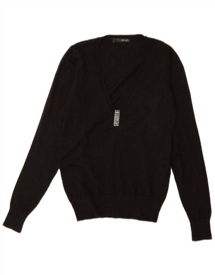 LIU JO Женский свободный джемпер с v-образным вырезом IT 40, маленький черный