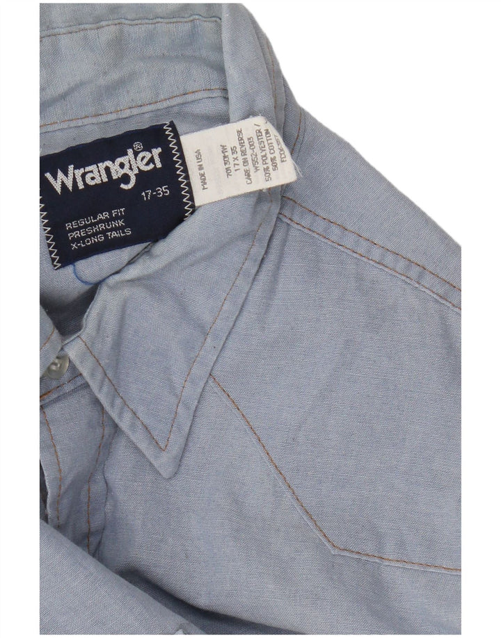 Мужская рубашка стандартного кроя Wrangler Western, размер 17 XL, синяя, полиэстер