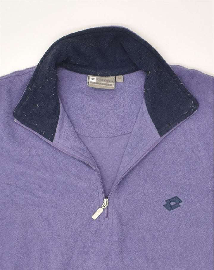 LOTTO Womens Zip Neck Fleece Jumper UK 12 Medium Purple | Vintage Lotto | Thrift | Second-Hand Lotto | Used Clothing | Messina Hembry 