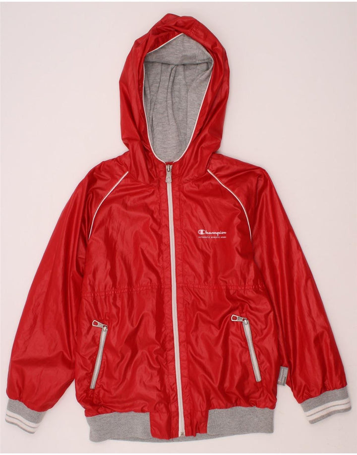 CHAMPION Girls Hooded Windbreaker Jacket 7-8 Years Small  Red Cotton Vintage Champion and Second-Hand Champion from Messina Hembry 