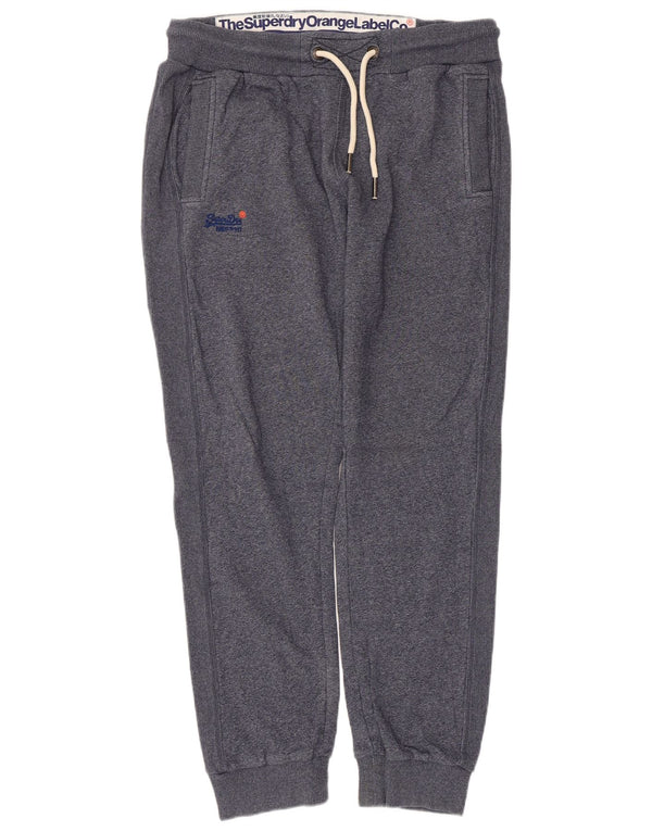 Superdry Mens Slim Fit Tracksuit Trousers Joggers Large Navy Blue Flecked