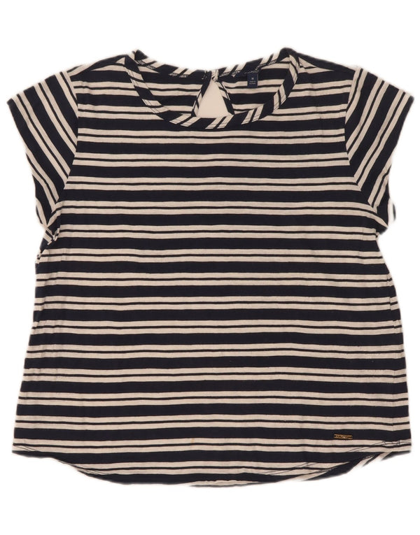 Женская футболка Nautica Top UK 14, средний цвет, темно-синяя полоска, хлопок