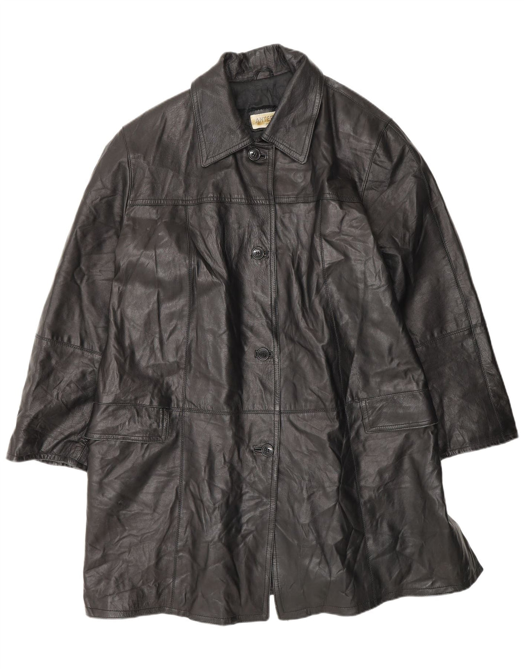 ANTEPRIMA Женское кожаное пальто оверсайз IT 52 2XL Черный