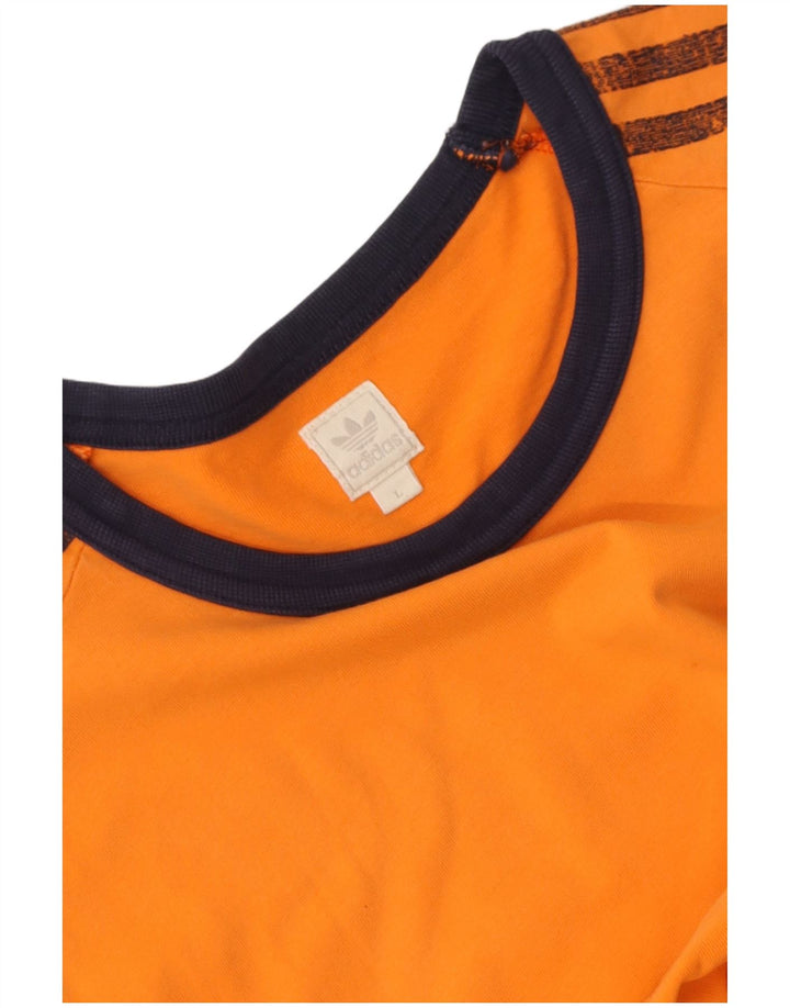 Adidas Mens Graphic T-Shirt Top Large Orange Colourblock