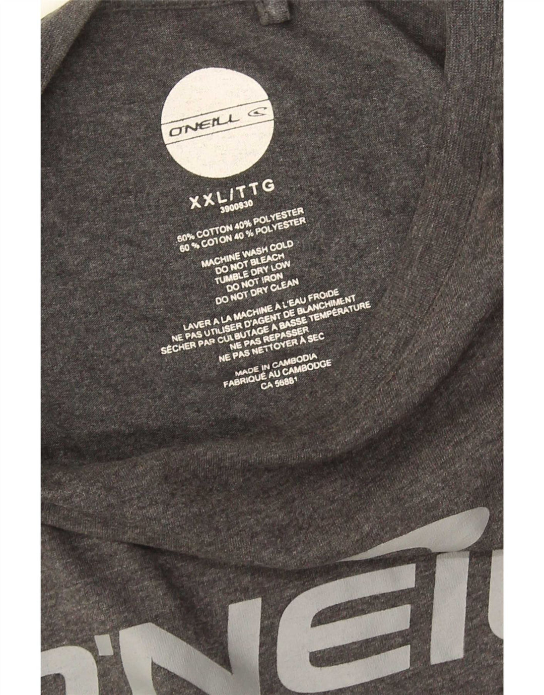 Мужская футболка с рисунком O'Neill, 2XL, серая, хлопок