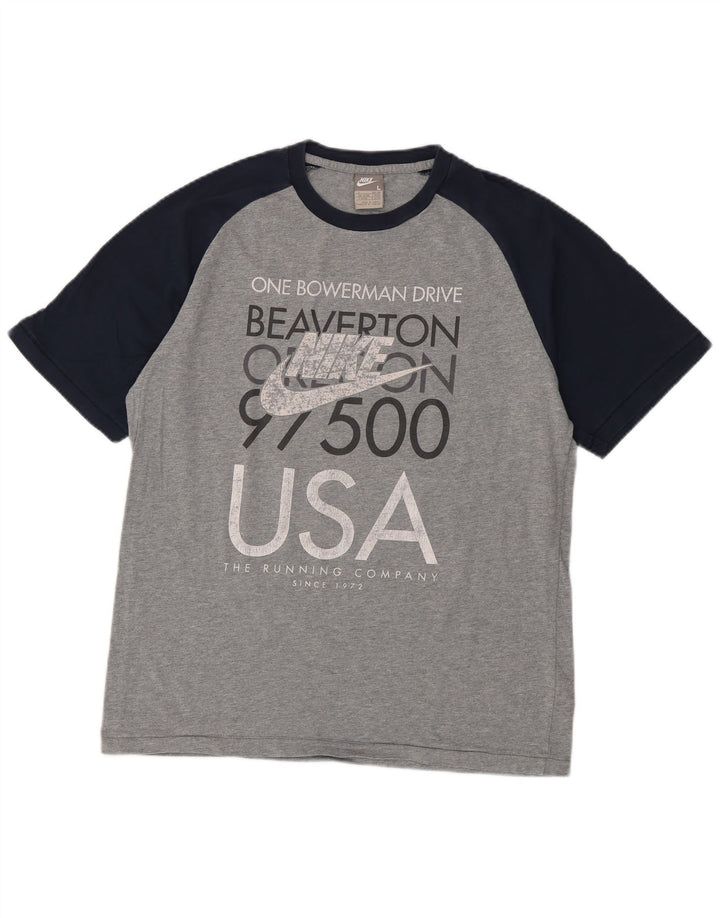 Мужская футболка NIKE USA с графическим рисунком, большой серый хлопок с цветными блоками