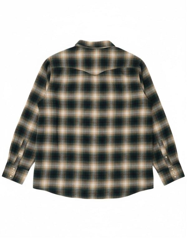 Мужская фланелевая рубашка стандартного кроя Wrangler 3XL, хлопковая зеленая клетка