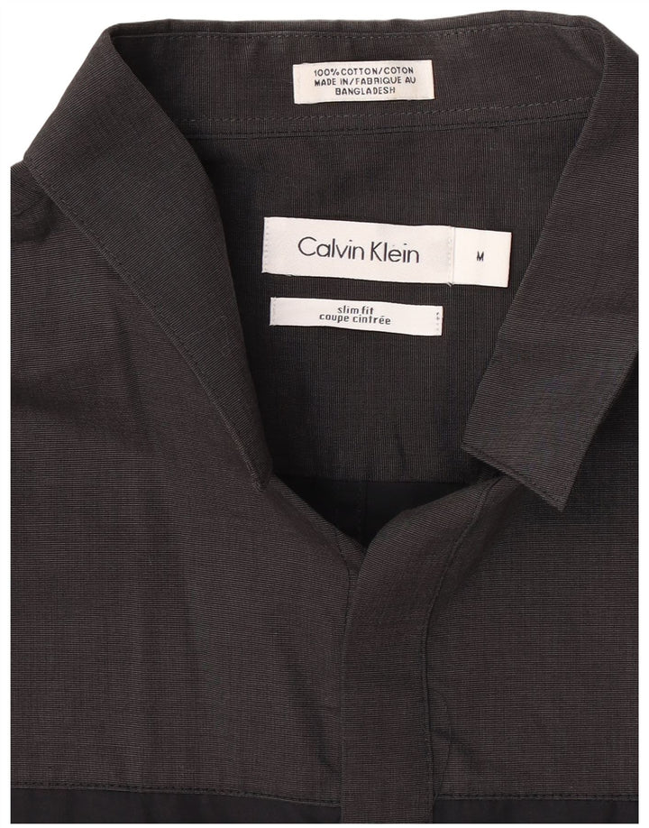 Мужская рубашка приталенного кроя Calvin Klein, средний черный хлопок с цветными блоками
