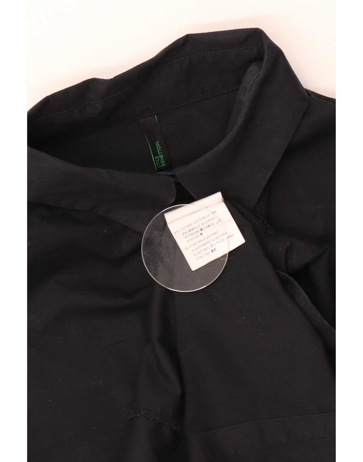 Женская рубашка Benetton UK 12, средний черный хлопок, черный