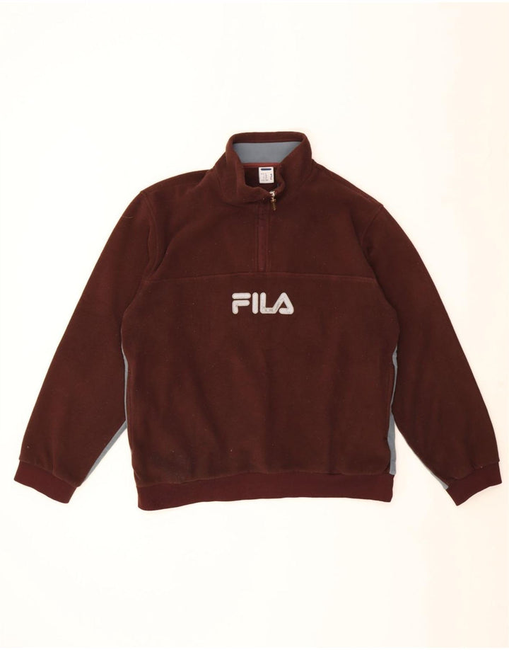 Fila Мужской флисовый джемпер на молнии с рисунком, средний коричневый, цветных блоков