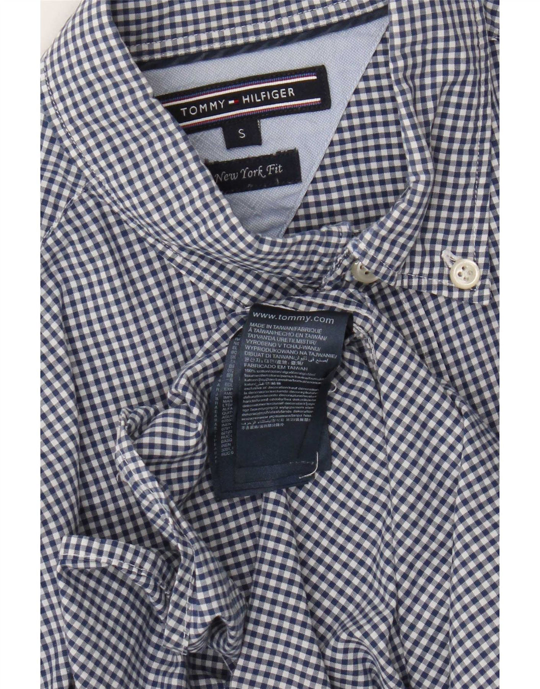 Мужская рубашка Tommy Hilfiger, маленькая, темно-синяя, в мелкую клетку, хлопок