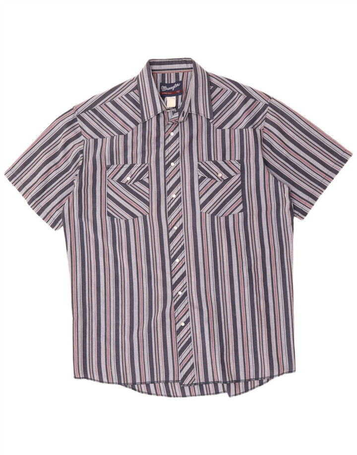 Мужская рубашка с коротким рукавом Wrangler, размер 17 XL, синяя полоска