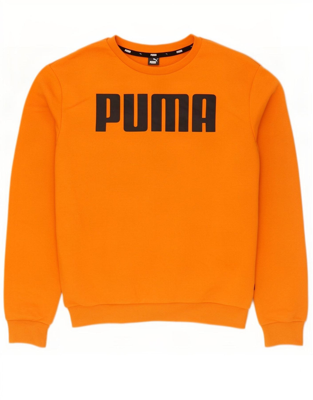 Мужской свитшот с рисунком Puma, хлопковый джемпер среднего оранжевого цвета