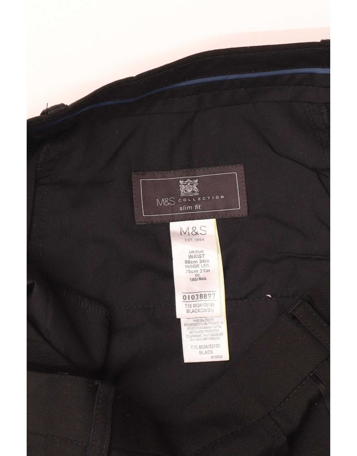 Мужские брюки узкого кроя Marks & Spencer W34 L31, черный полиэстер