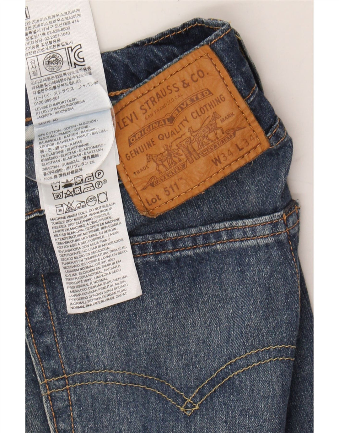 LEVI'S Mens 511 Slim Jeans  W34 L29 Blue Cotton Vintage Levi's and Second-Hand Levi's from Messina Hembry 