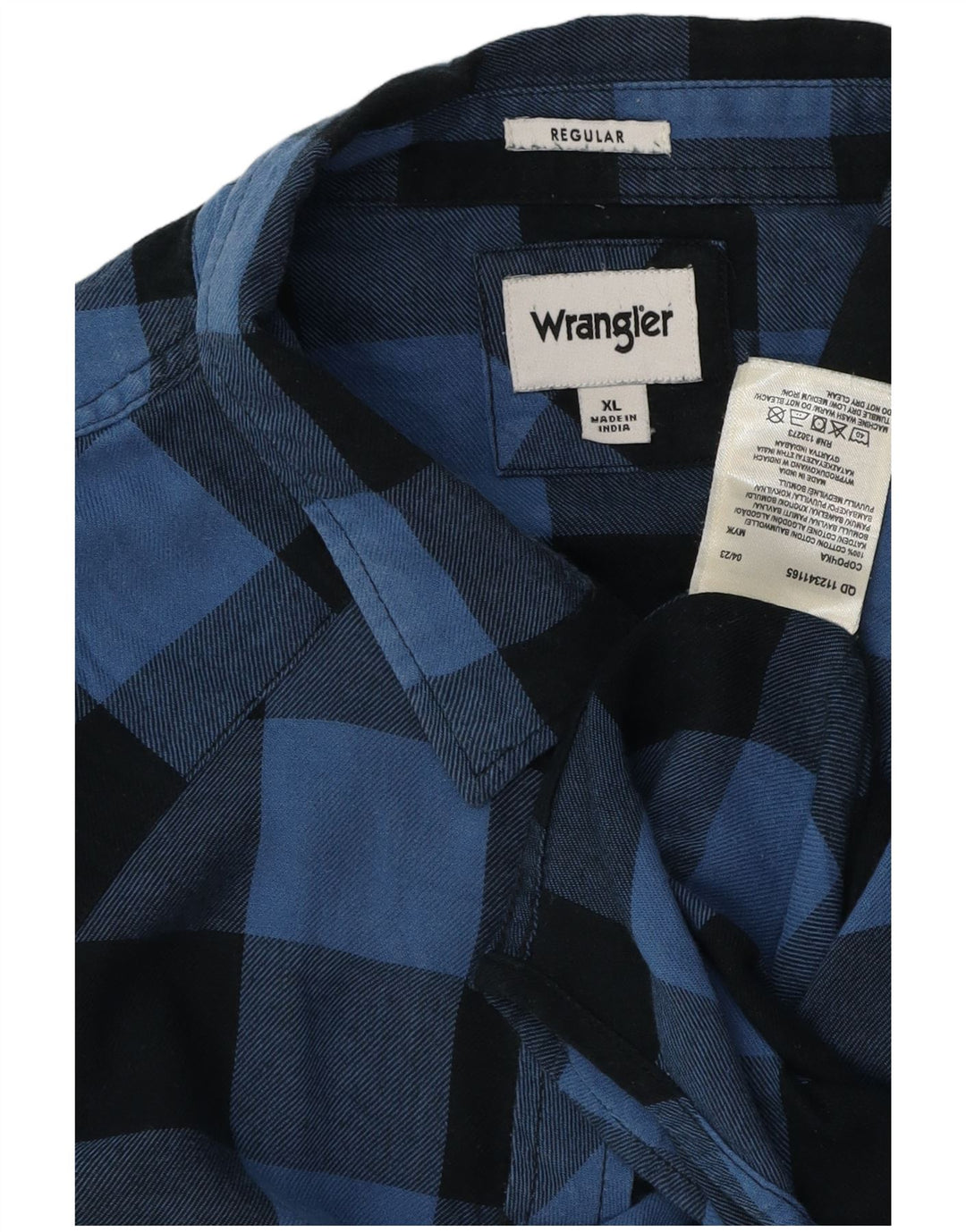Мужская фланелевая рубашка стандартного кроя Wrangler XL, синяя, хлопок в мелкую клетку