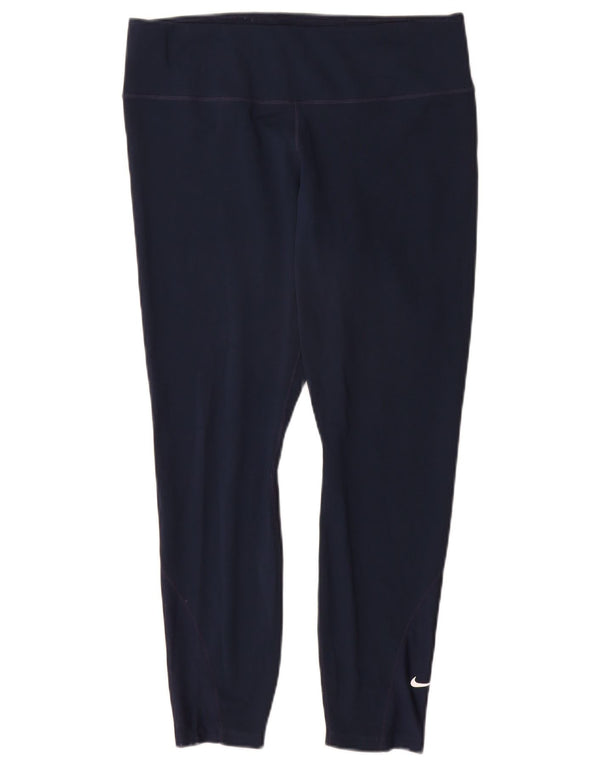 Женские укороченные леггинсы Nike Dri Fit UK 14, большие темно-синие