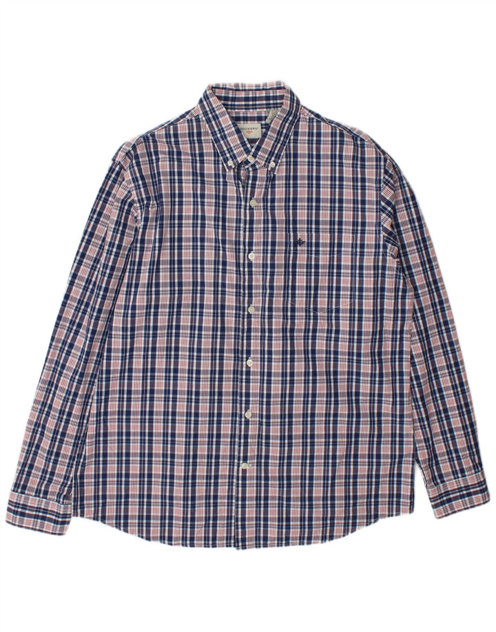 Мужская рубашка Dockers, большая синяя клетка, хлопок