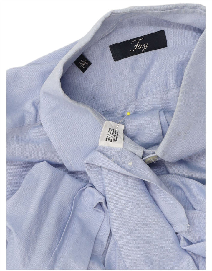 Мужская рубашка Fay, размер 44, 17, 1/2 XL, синяя, хлопковая