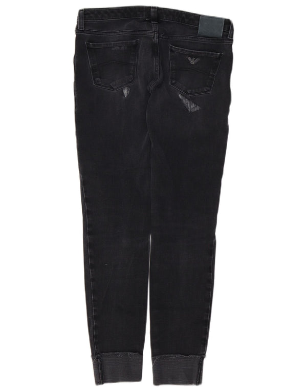Женские потертые джинсы скинни Armani W28 L27, черный хлопок