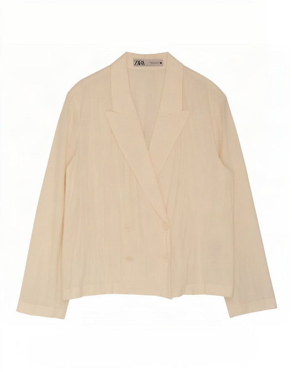 Женский двубортный пиджак Zara UK 6 XS, белый хлопок