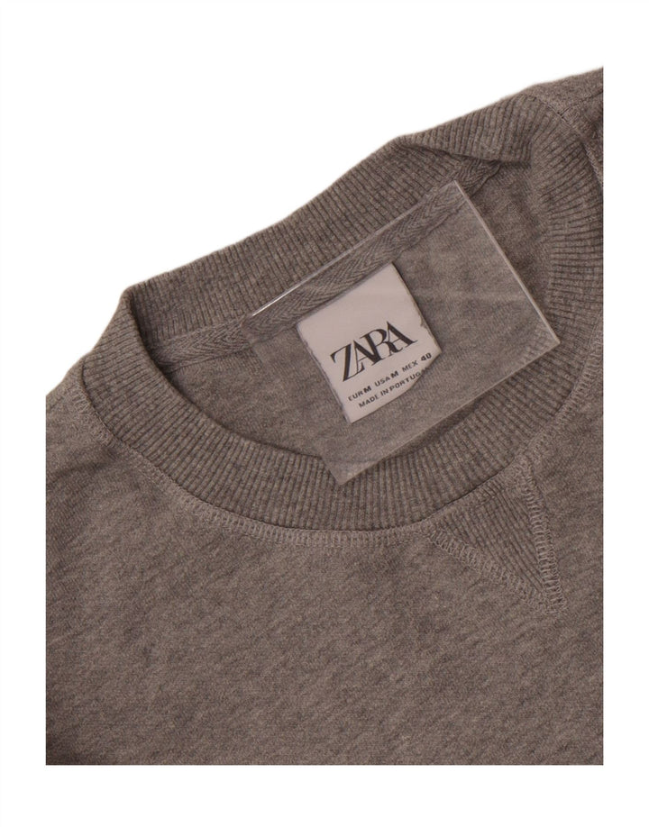 Мужской джемпер с круглым вырезом Zara, средний серый в крапинку