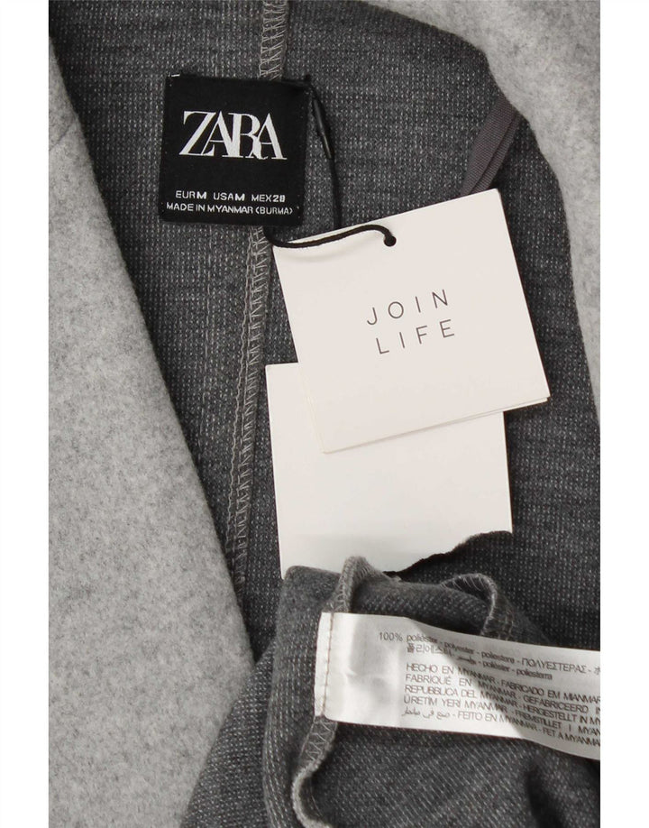 Женское открытое пальто Zara UK 14, полиэстер среднего серого цвета
