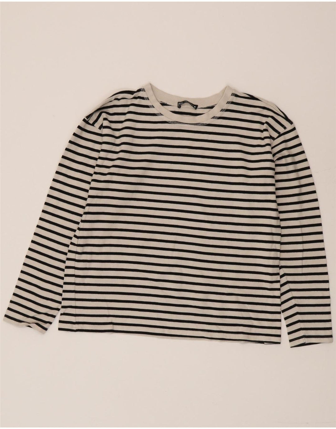 Женский топ Zara с длинным рукавом UK 14, хлопковый средний цвет в белую полоску