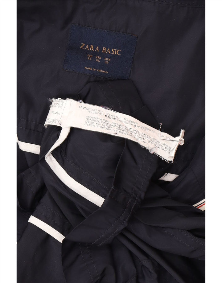Женская куртка Zara UK 18 XL темно-синего цвета из полиэстера с капюшоном