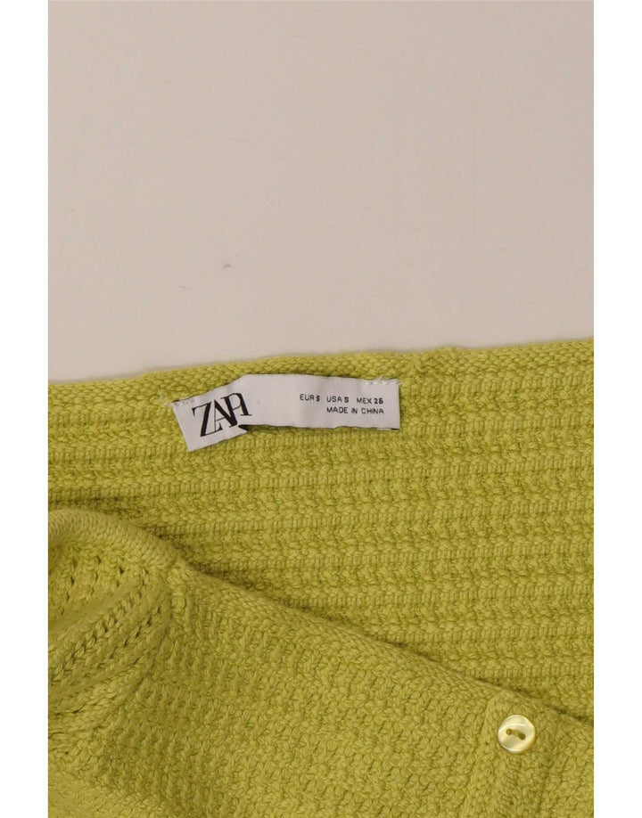 Женский вязаный укороченный топ Zara UK 8, маленький зеленый