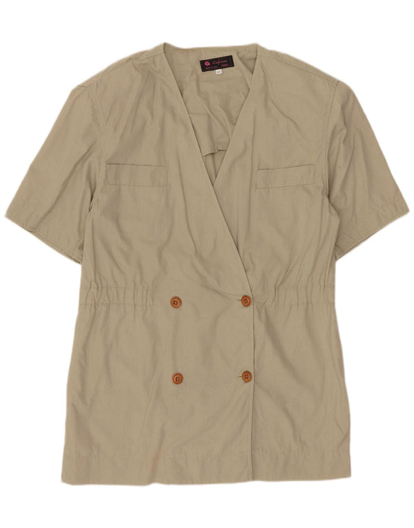 Vintage Womens Short Sleeve Blazer Jacket IT 44 Medium Beige