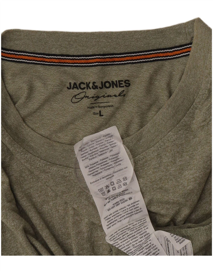 Мужская футболка Jack & Jones из хлопка большого размера цвета хаки