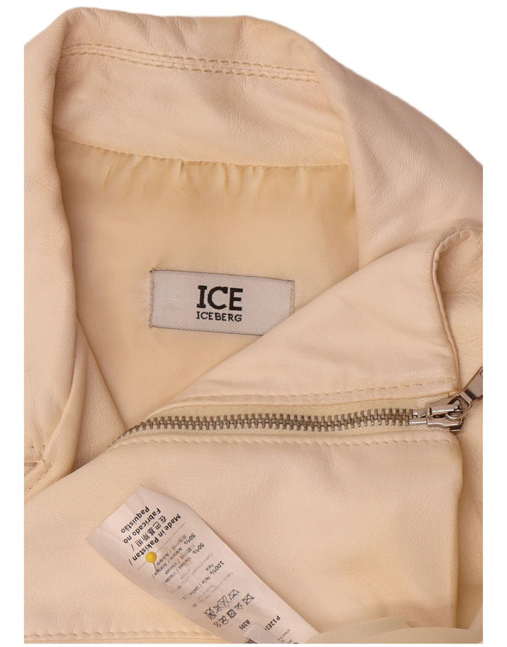 Женская кожаная косуха Iceberg UK 14, средний цвет, белая кожа