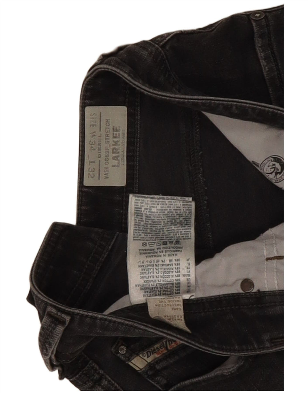 Мужские прямые джинсы Diesel Larkee Regular W34 L32, серый хлопок