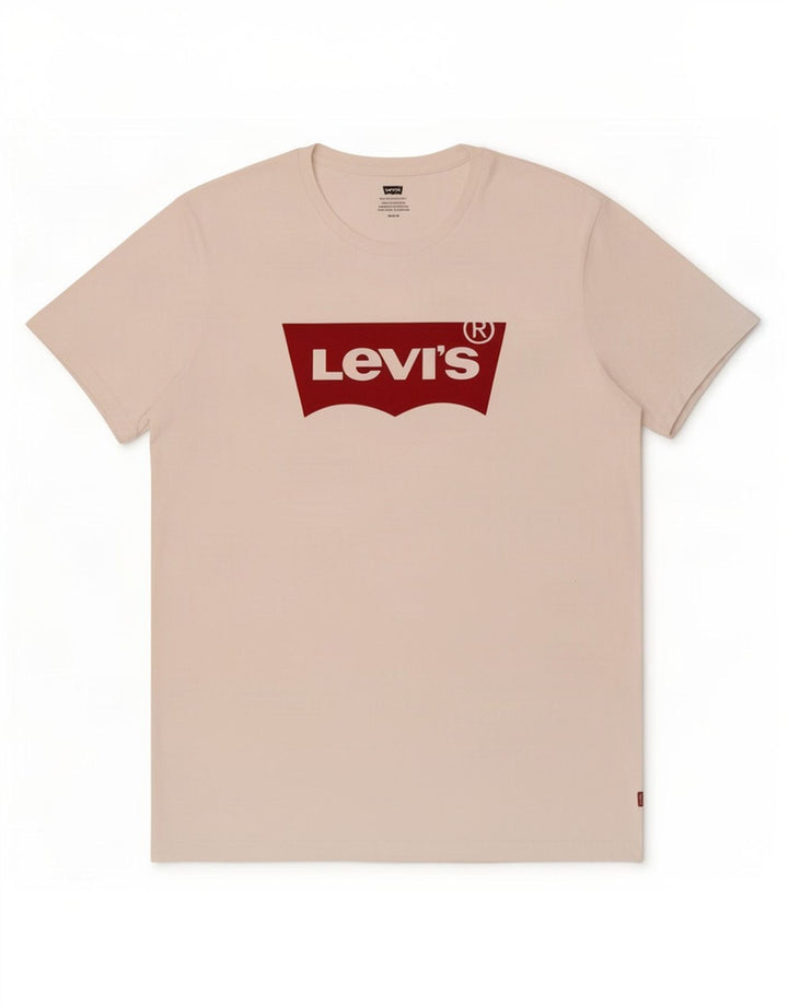 Мужская футболка с рисунком Levi's, топ среднего размера, белый хлопок, хлопок