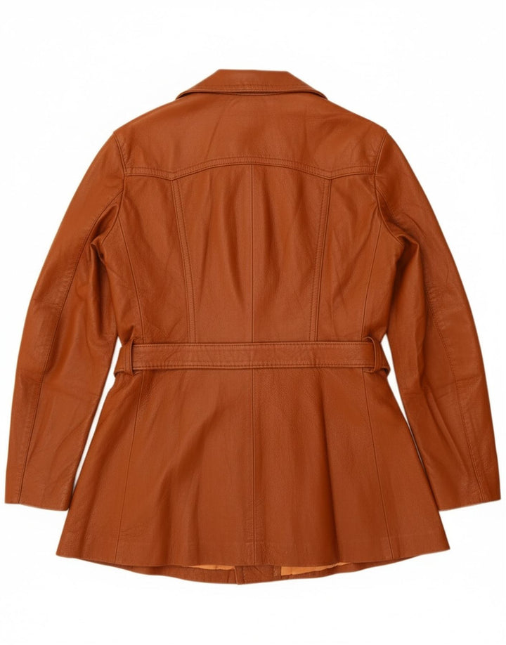 Винтажная женская кожаная куртка UK 14, кожа среднего коричневого цвета