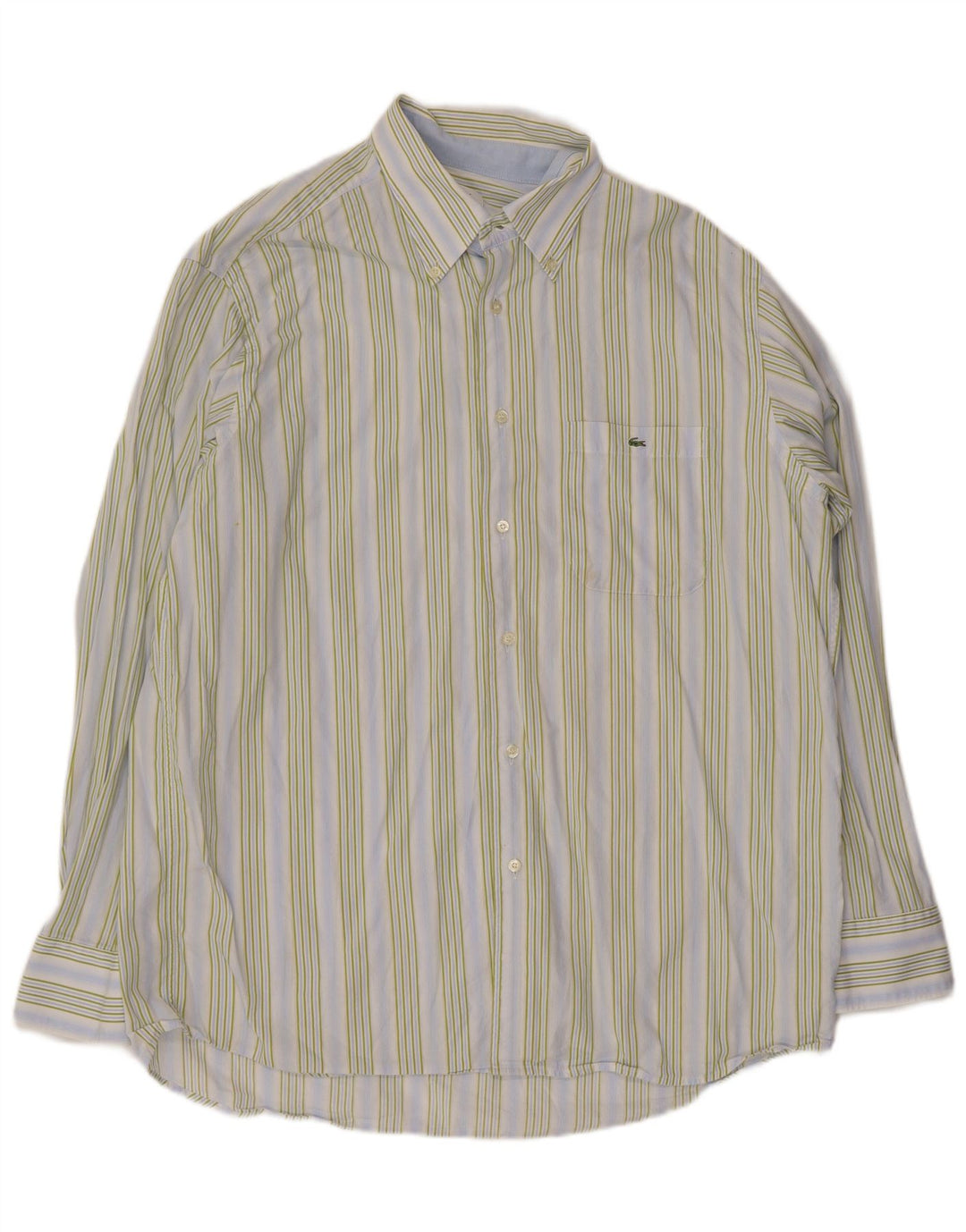 Мужская рубашка Lacoste, размер 44 XL, хлопковая синяя полоска