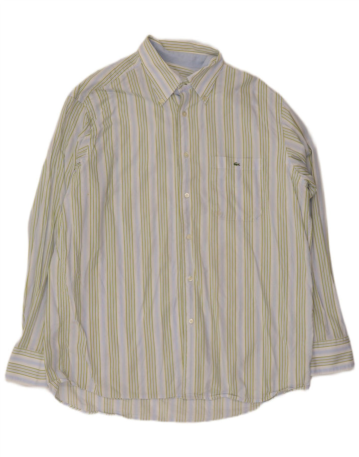 Мужская рубашка Lacoste, размер 44 XL, хлопковая синяя полоска