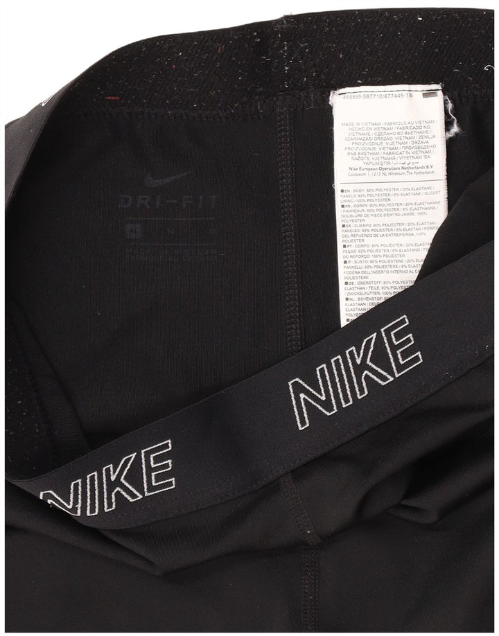 Женские леггинсы с рисунком Nike Dri Fit UK 12, средний черный, полиэстер
