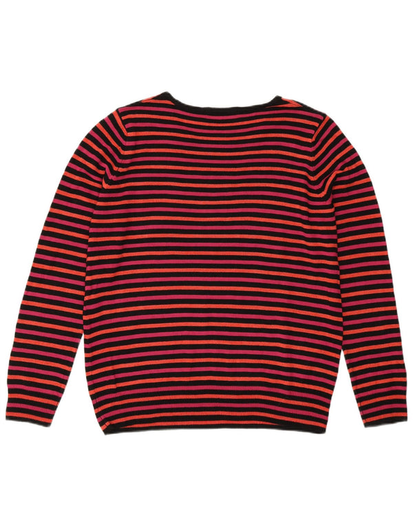 Женский джемпер с вырезом «лодочка» MARKS & SPENCER UK 14, большой розовый в полоску