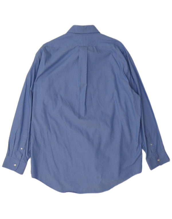 Мужская рубашка Lands End, размер 17, 43 XL, синяя, хлопковая