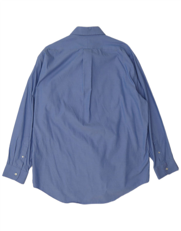 Мужская рубашка Lands End, размер 17, 43 XL, синяя, хлопковая