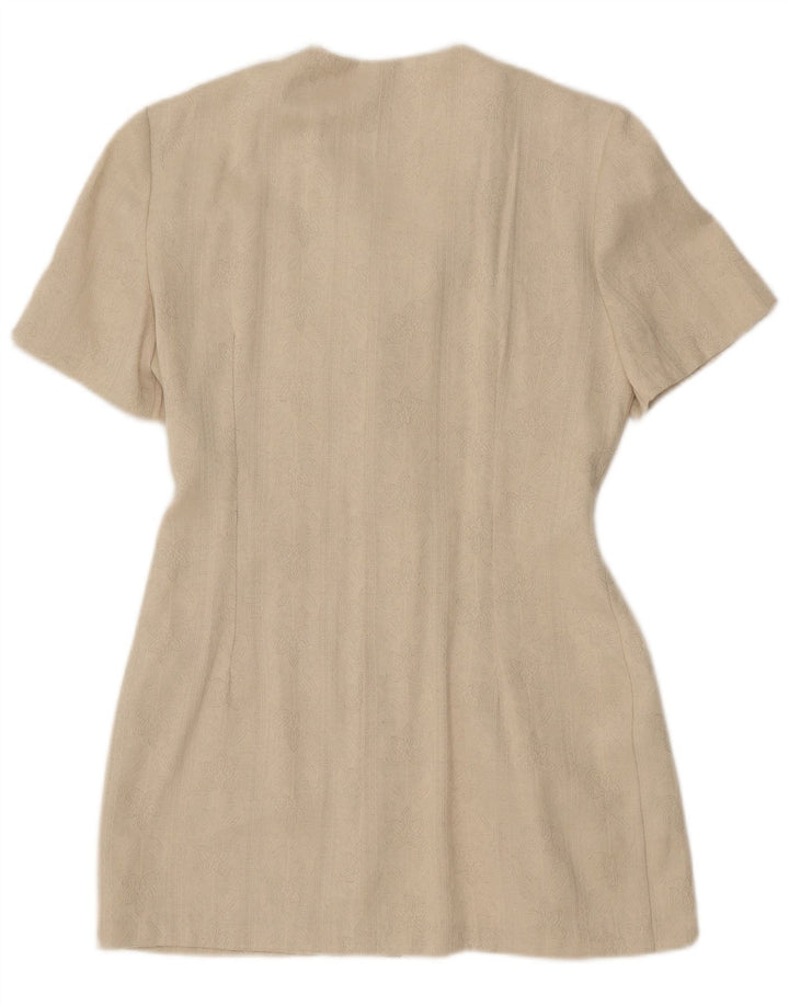 Винтажный женский удлиненный пиджак с коротким рукавом, Великобритания, 8, маленький, бежевый, классический