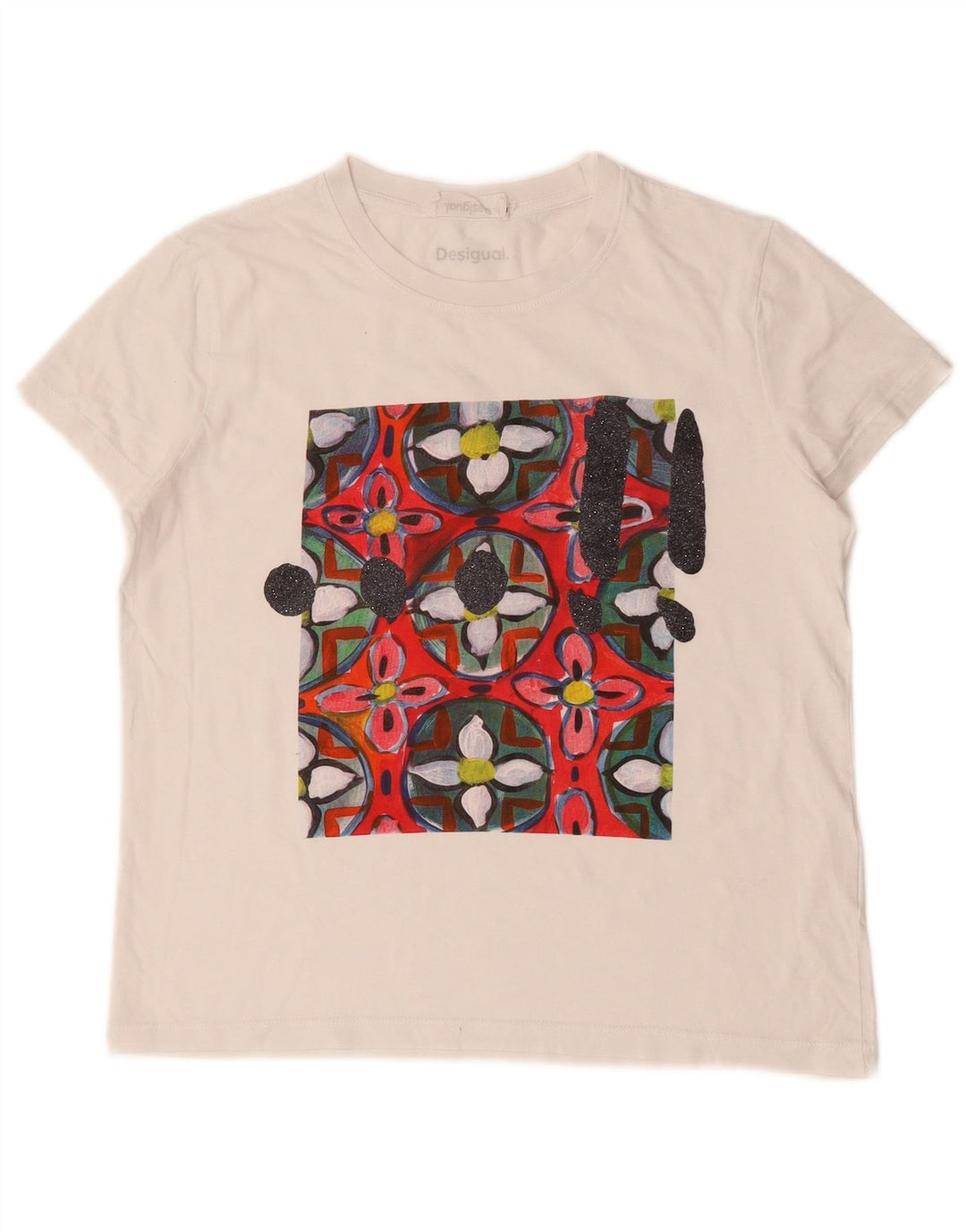 Женская футболка с рисунком Desigual Top UK 12, средний белый