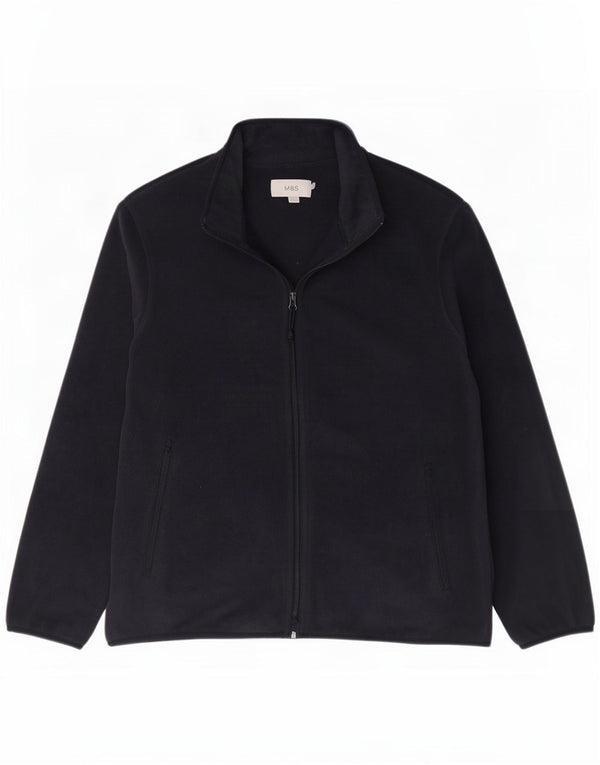 Marks & Spencer Mens Fleece Jacket UK 42 XL Navy Blue Polyester