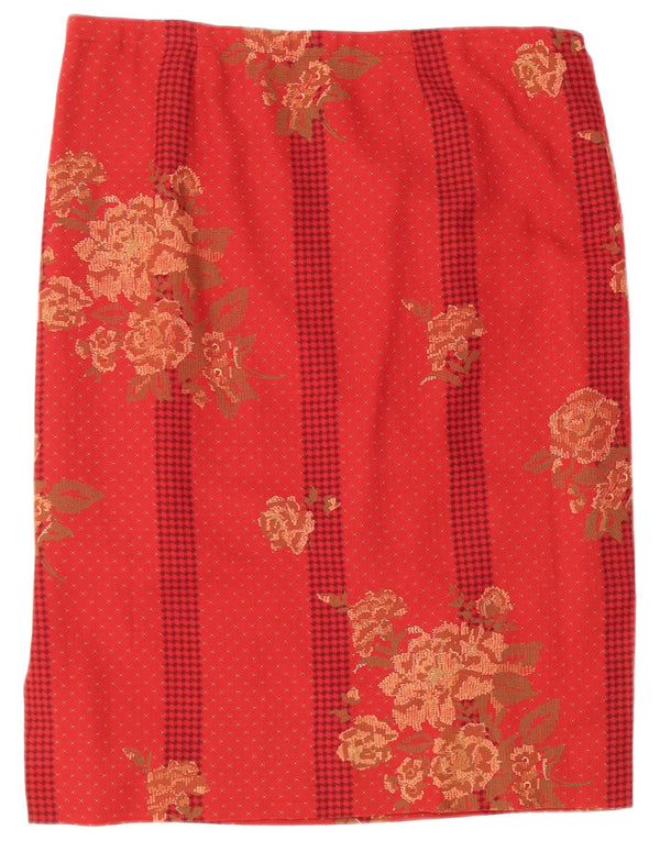 Женская прямая юбка Roberta di Camerino W36 XL, красная с цветочным принтом