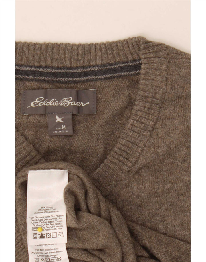 Мужской джемпер с v-образным вырезом Eddie Bauer, хлопок среднего цвета хаки