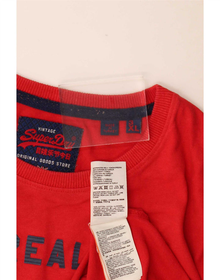 Мужской топ с рисунком Superdry с длинным рукавом 3XL, красный хлопок, современный стиль