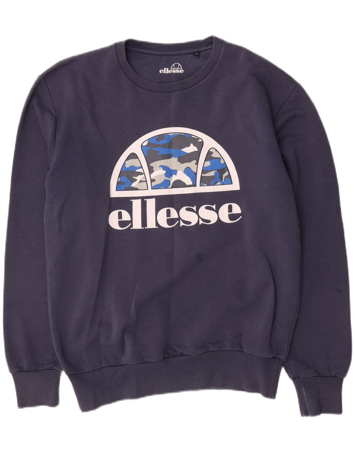 Мужской свитер Ellesse, большой темно-синий хлопковый джемпер